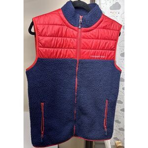 Vintage Vineyard Vines #100134 Sherpa Fleece Men's Vest‎ - Red and Blue - Small